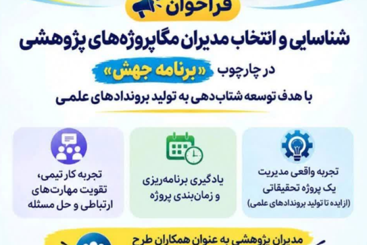 فراخوان شناسایی و انتخاب مدیران مگاپروژه های پژوهشی